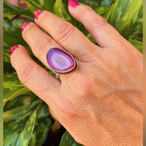 925 Sterling Silver Plated Pink gem women’s ring. SIZE 10 - Picture 4 of 17
